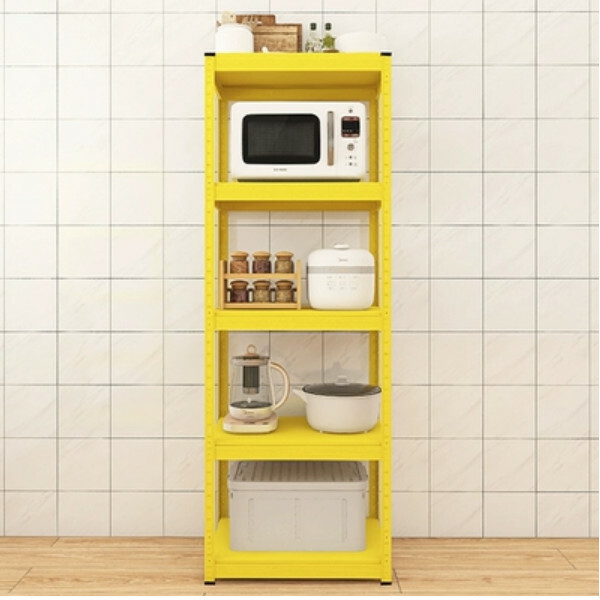 New iron color kitchen cabinet bookshelf shoe cabinet bathroom storage cabinet shelf [60x40x171cm] yellow 5 layers