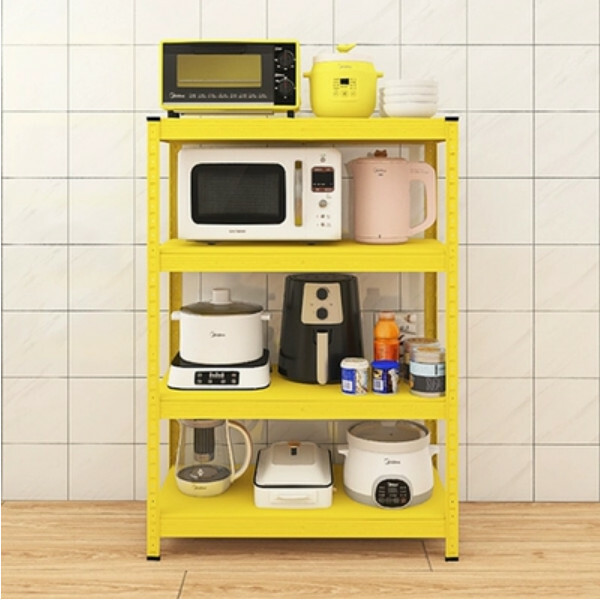 New iron color kitchen cabinet bookshelf shoe cabinet bathroom storage cabinet shelf [80x40x114cm] yellow 4 layers