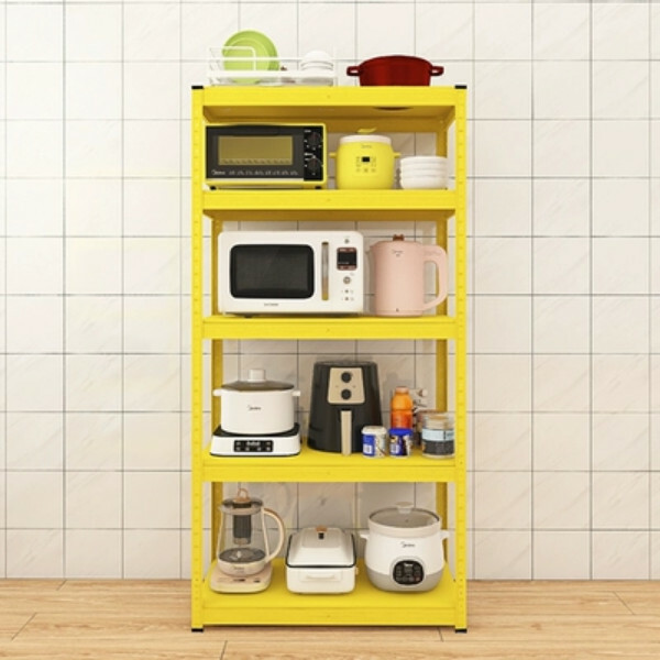 New iron color kitchen cabinet bookshelf shoe cabinet bathroom storage cabinet shelf [80x40x160cm] yellow 5 layers