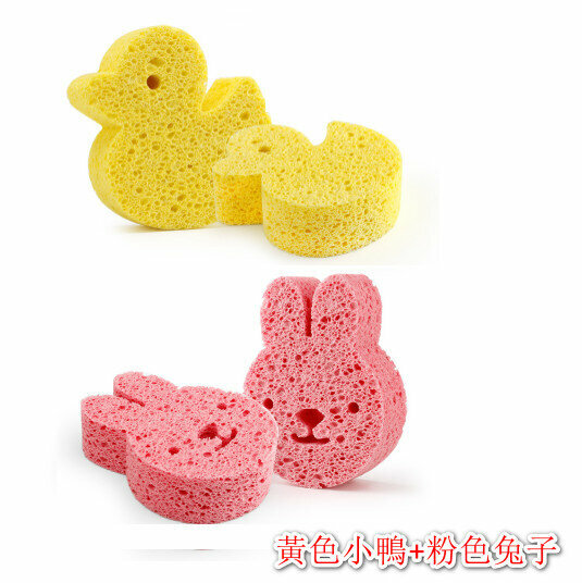 Baby Sponge (Yellow Duckling + Pink Rabbit) (2pcs)