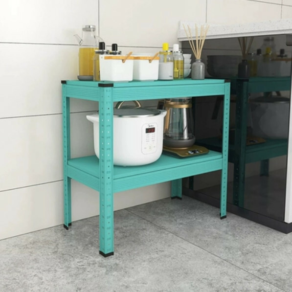 New iron color kitchen cabinet bookshelf shoe cabinet bathroom storage cabinet shelf [60x30x57cm] 2 layers