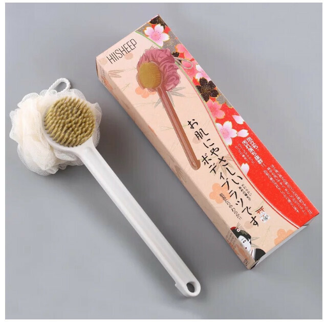 Long handle bath brush bath brush 2-in-1 (white)