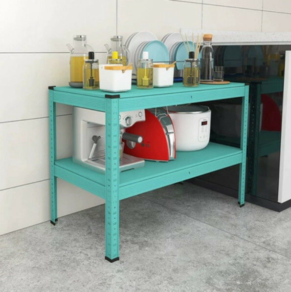 New iron color kitchen cabinet bookshelf shoe cabinet bathroom storage cabinet shelf [80x40x57cm] 2 layers