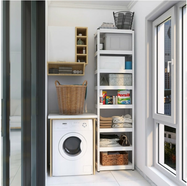 Hot iron color kitchen cabinet bookshelf shoe cabinet bathroom storage cabinet shelf [60x40x228cm] 8 layers white