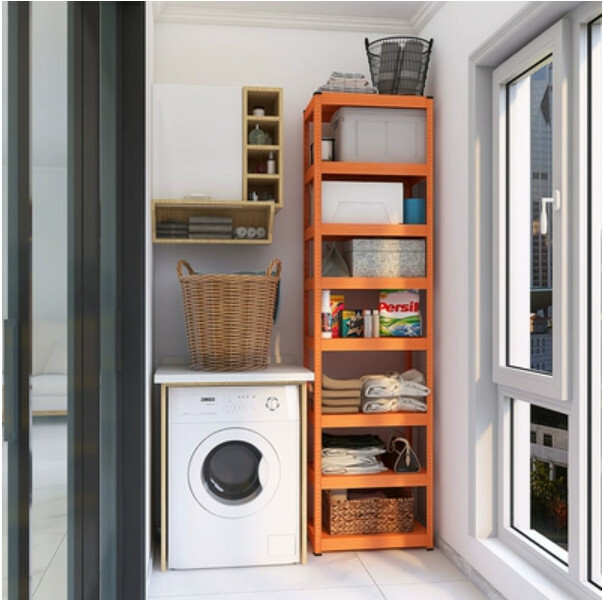 Hot iron color kitchen cabinets bookshelf shoe cabinet bathroom storage cabinet shelf [60x40x228cm] 8 layers orange