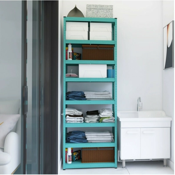 Hot iron color kitchen cabinet bookshelf shoe cabinet bathroom storage cabinet shelf [80x40x228cm] 8 layers blue