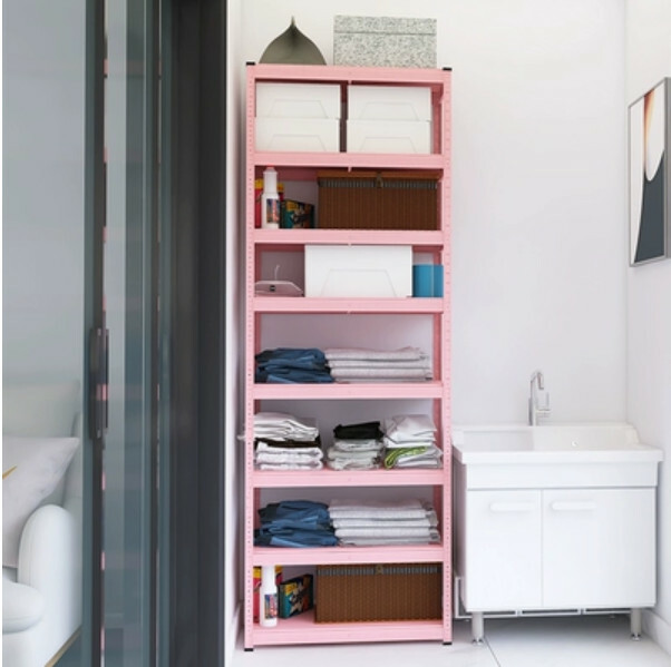 Hot iron color kitchen cabinets bookshelf shoe cabinet bathroom storage cabinet shelf [80x40x228cm] 8 layers pink