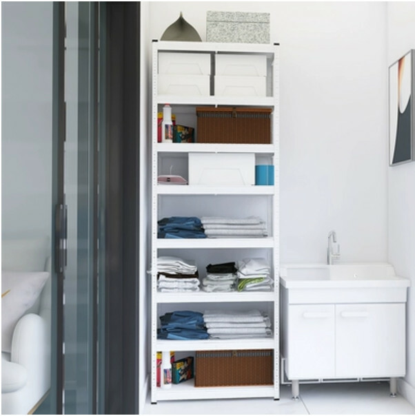 Hot iron color kitchen cabinet bookshelf shoe cabinet bathroom storage cabinet shelf [80x40x228cm] 8 layers white
