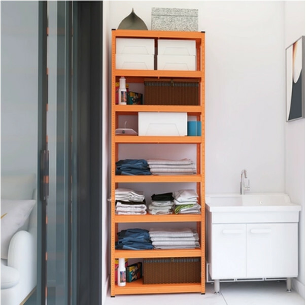 Hot iron color kitchen cabinets bookshelf shoe cabinet bathroom storage cabinet shelf [80x40x228cm] 8 layers orange