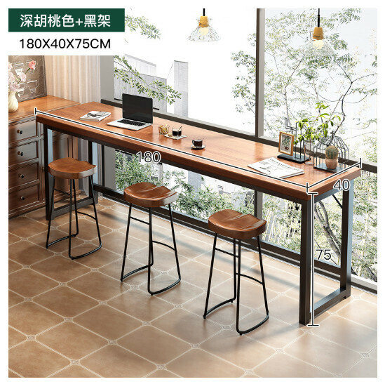 熱推吧台桌長條桌【深胡桃色180*40*75cm】
