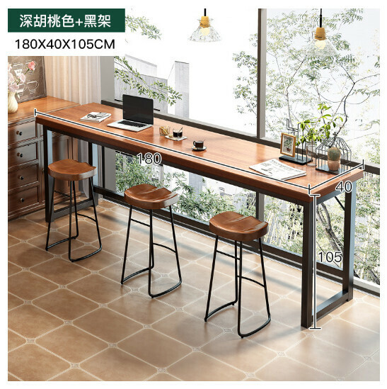 熱推吧台桌長條桌【深胡桃色180*40*105cm】