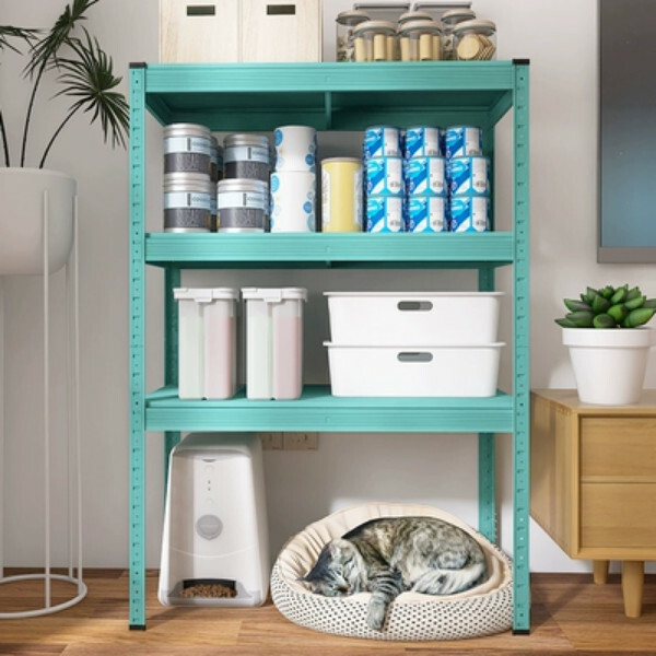 熱推鐵藝色彩 組合櫃 寵物用品架 梳化邊架 厨房架【80x40x114cm】3層 藍色