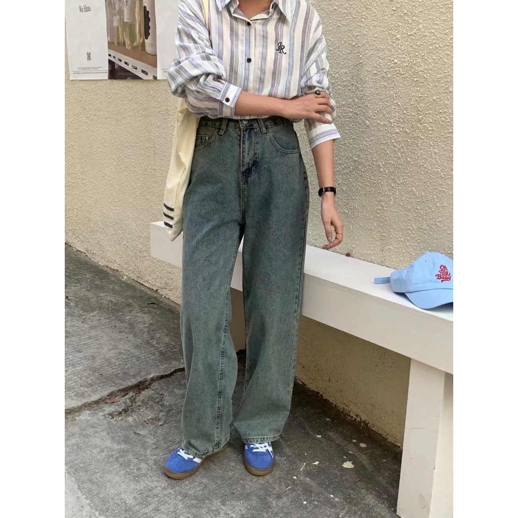 8127 女生牛仔闊腿褲