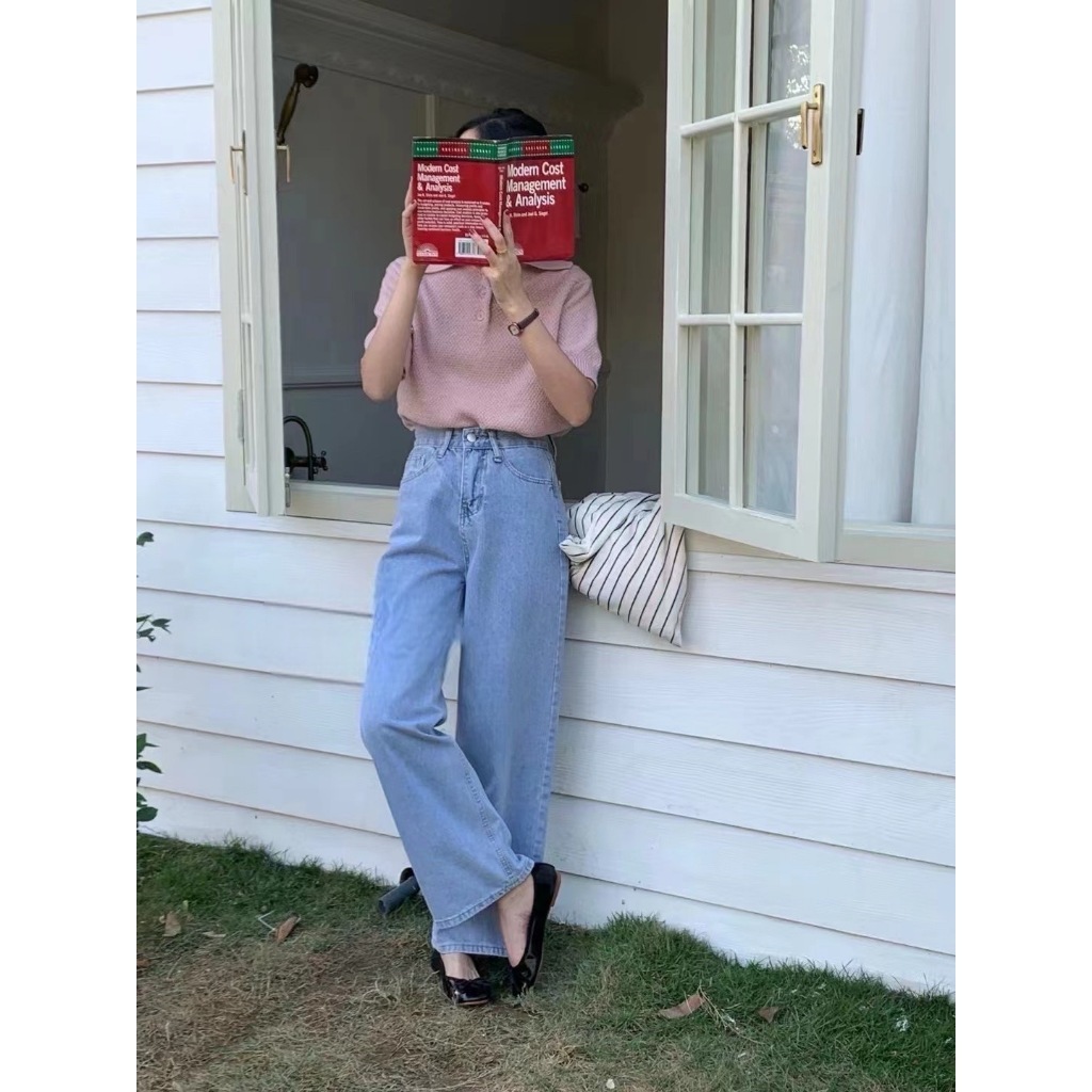 8127 女生牛仔闊腿褲