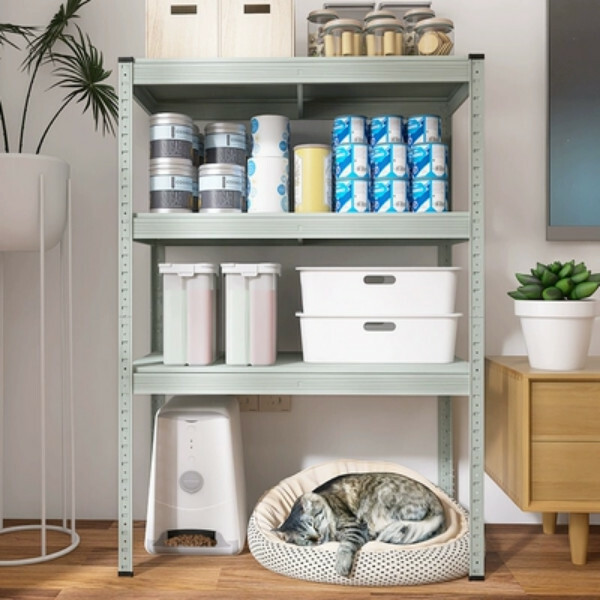 熱推鐵藝色彩 組合櫃 寵物用品架 梳化邊架 厨房架【80x40x114cm】3層 灰綠色