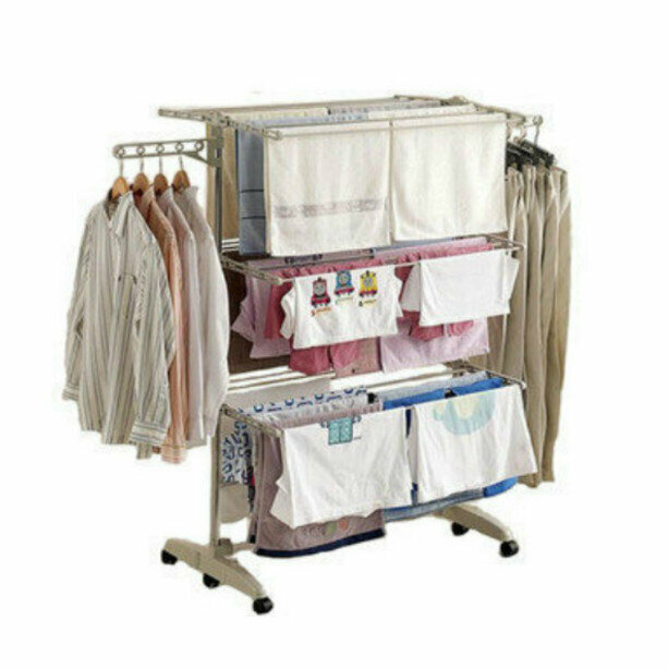 Multifunctional clothes rack stainless steel drying rack (white)