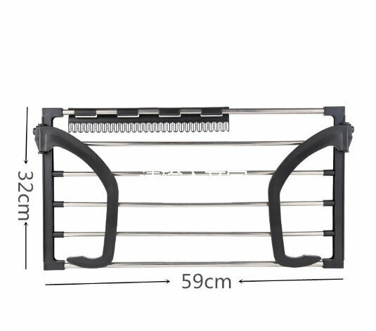Stainless steel folding rack balcony windowsill clothes rack clothes rack balcony shoe rack clothes rack clothes rack "round tube medium 32*59cm"