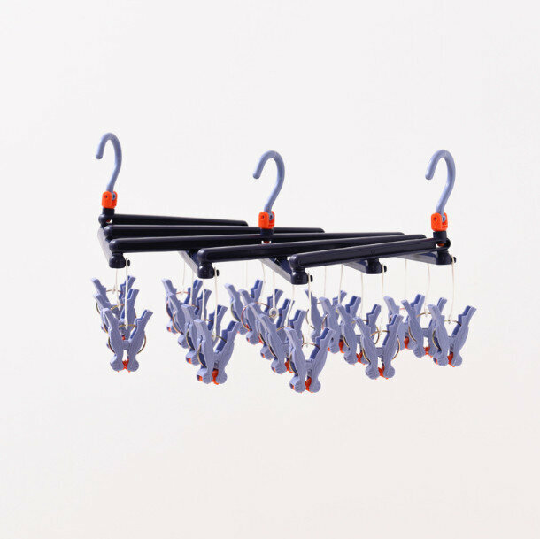 [Clothes-drying artifact] Quick and instant clothes rack (19 clips) (dark blue)