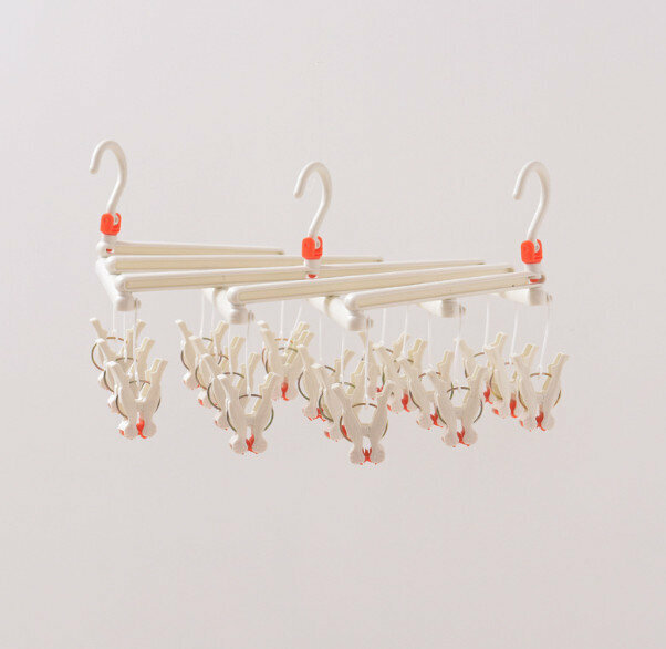 [Clothes-drying artifact] Quick and instant clothes rack (19 clips) (white)