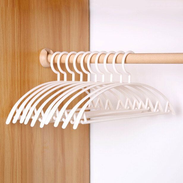(10 Pack) White wide shoulder seamless non-slip rubber hanger hanging shirt