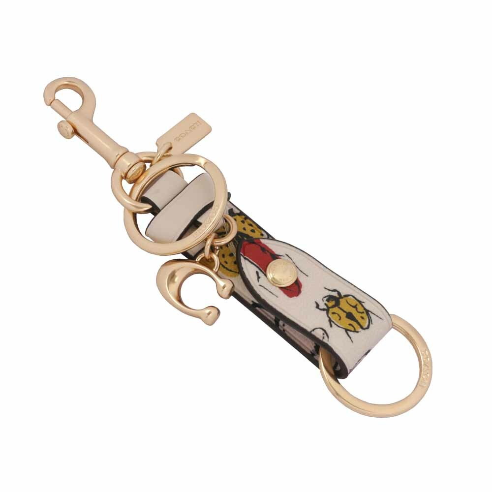 【COACH】昆蟲圖案塗層帆布吊飾/鑰匙圈(白色) CR463 IMCAH