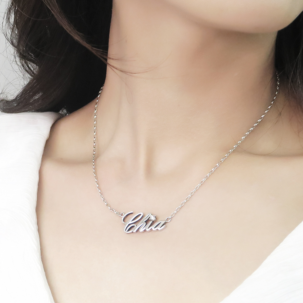 純銀訂製 姓名項鍊 字母項鍊 美鑽款 925純銀項鍊 女生項鍊