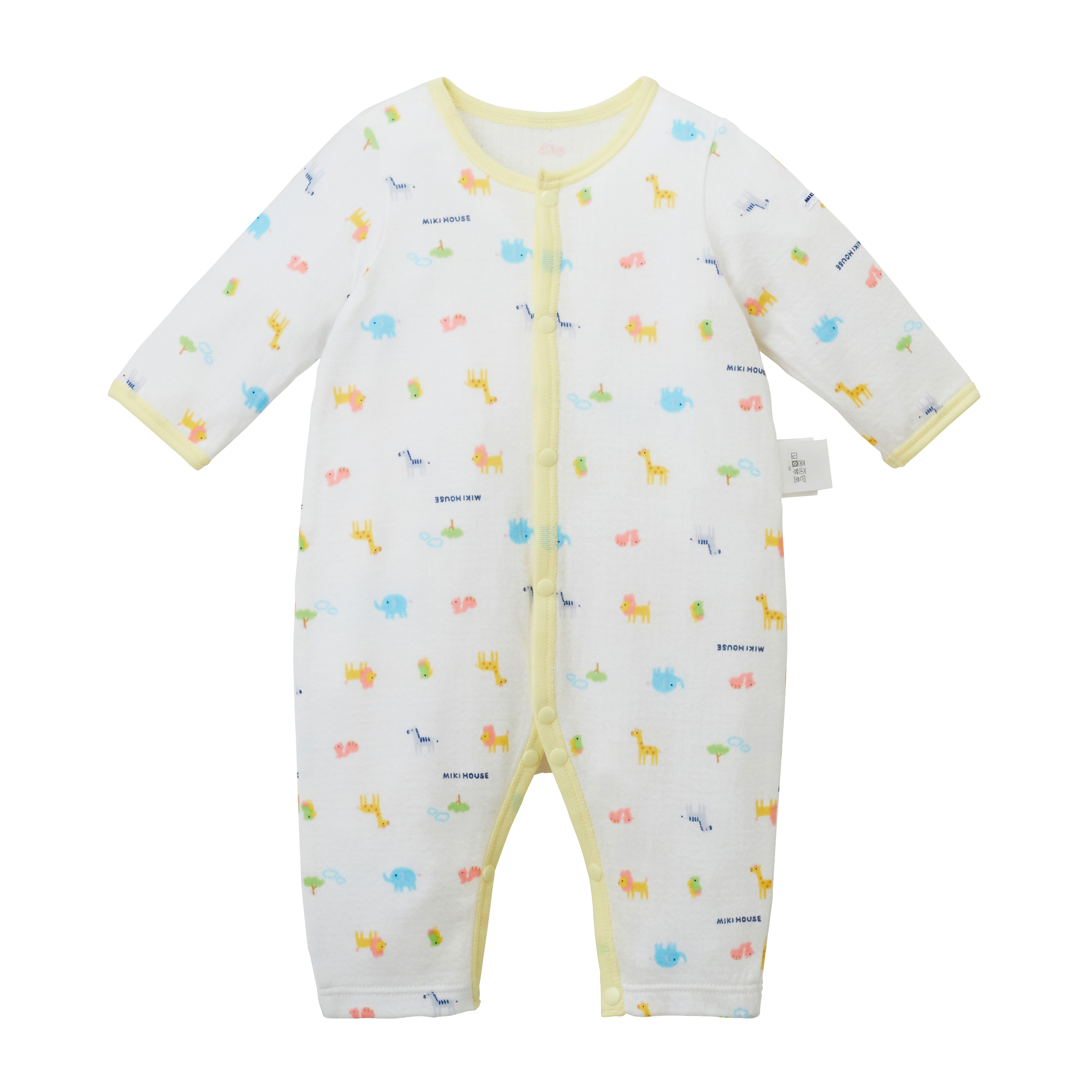 雙層針織紗布棉排釦長袖連身衣-動物