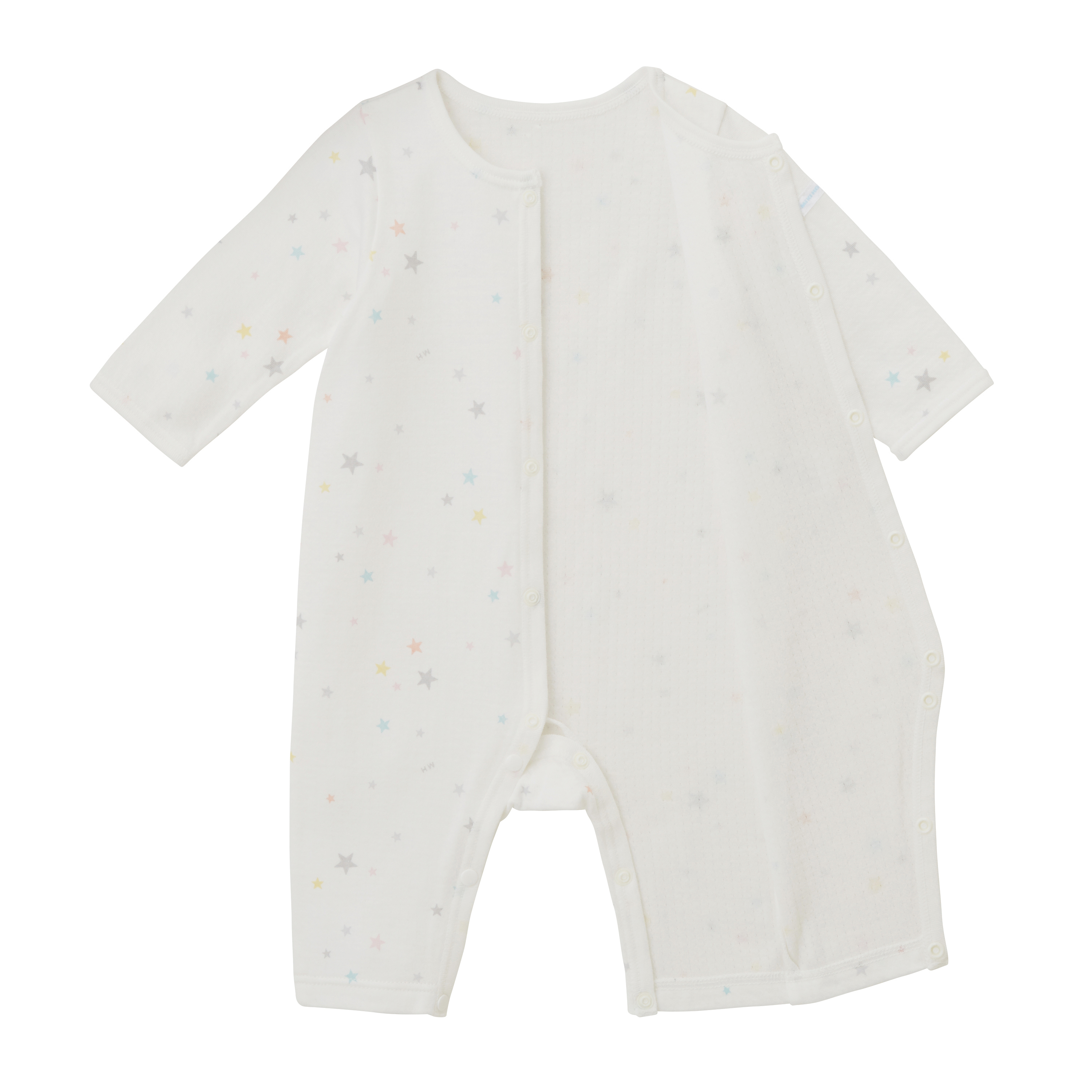 雙層針織紗布棉排釦長袖連身衣-星星