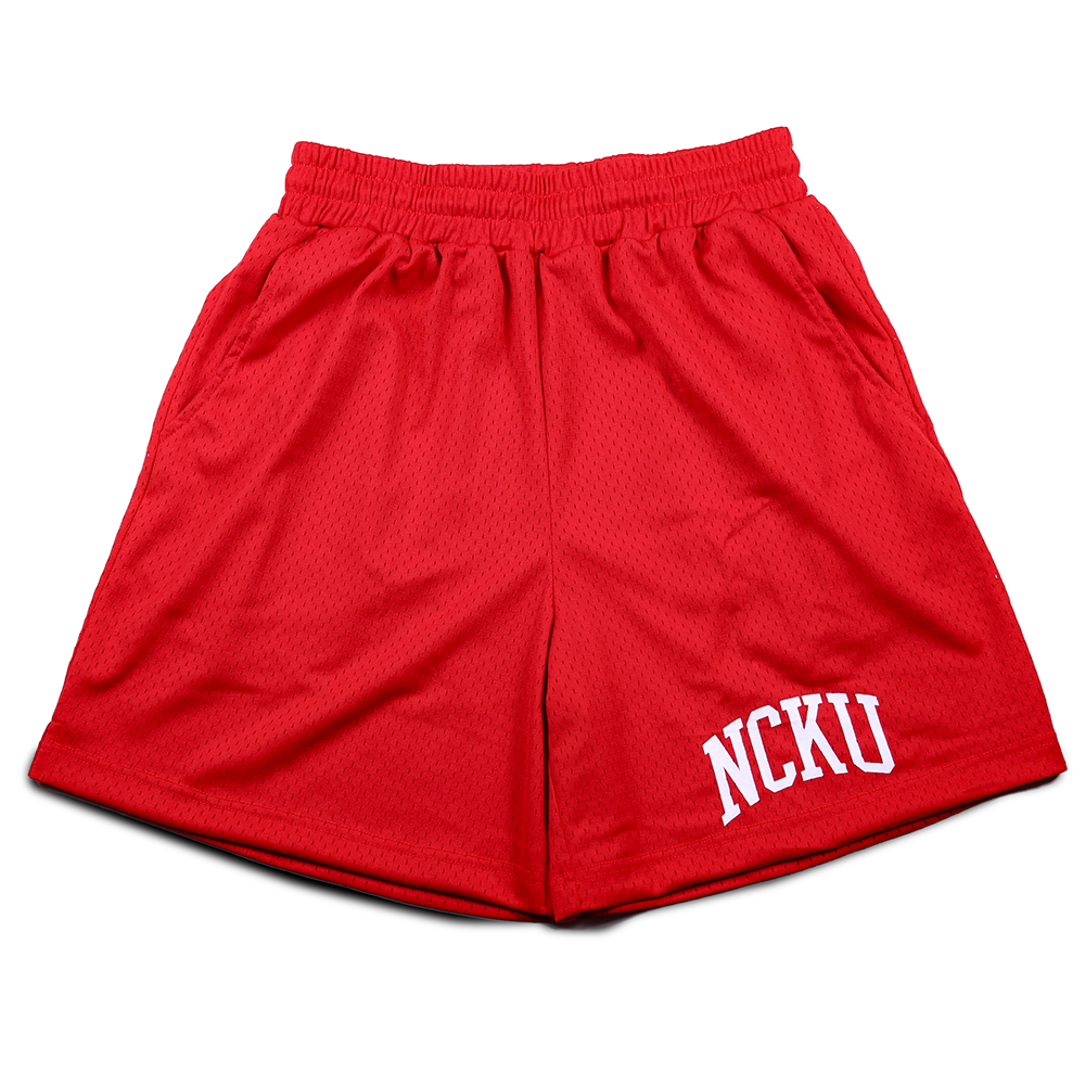 成功大學 NCKU 復古網眼運動短褲 (黑色/紅色)