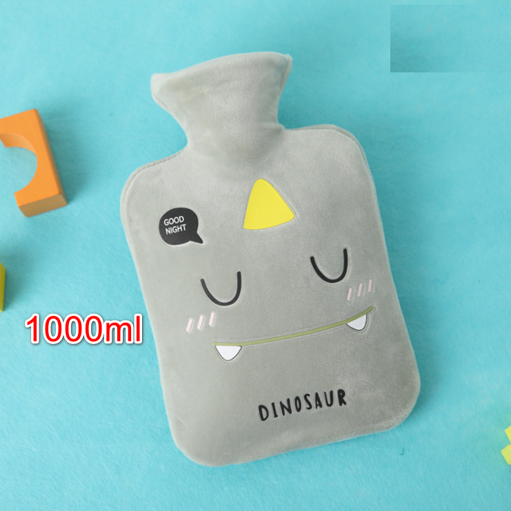 熱賣可愛卡通帶布套熱水袋【顏色綠色1000ml】