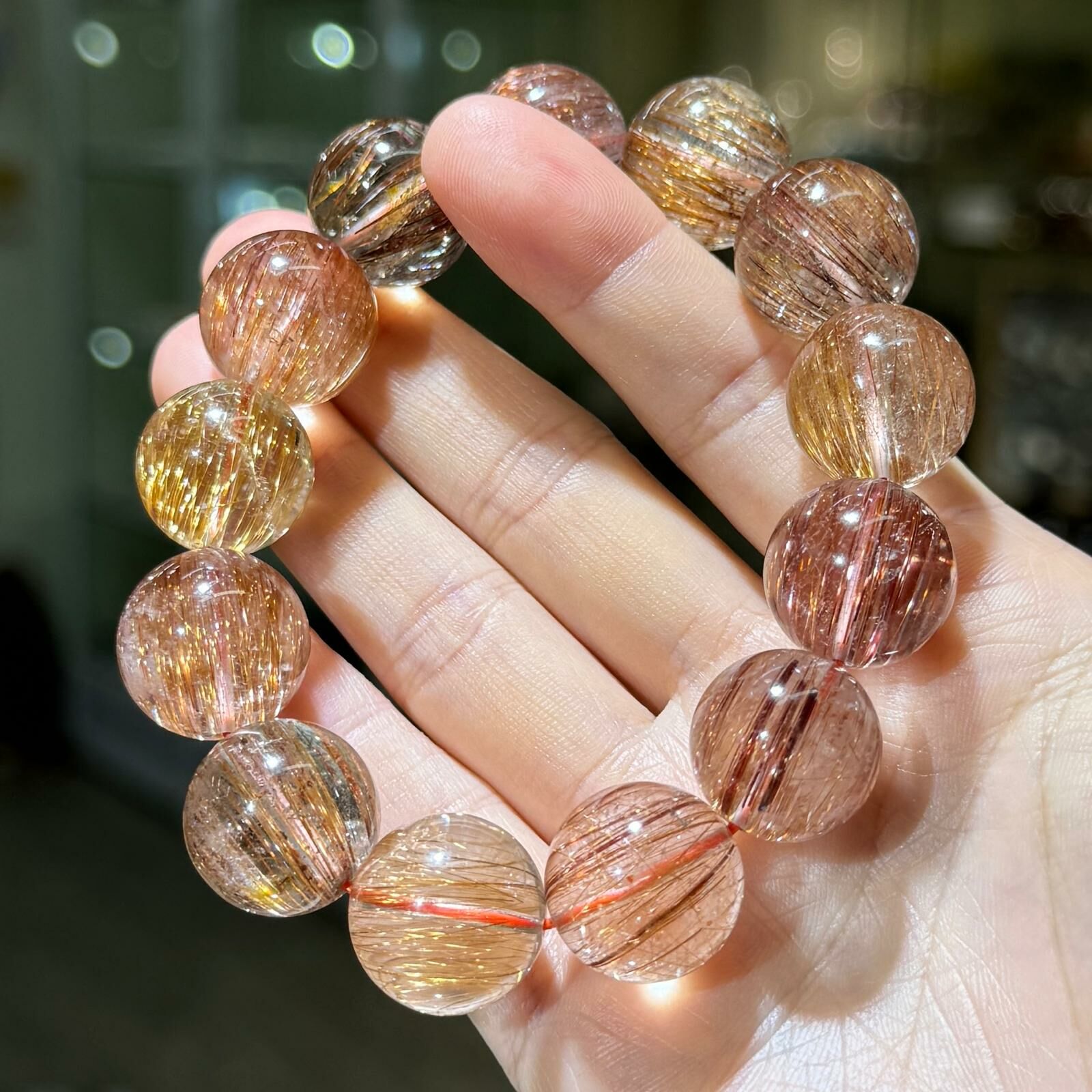 大m 高品順髮💫銅髮晶手串  16 mm +/-