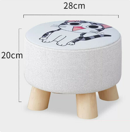 Solid wood cloth stool "20 high four round stool (thin) flower cat"