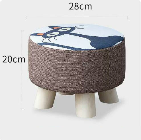 Solid wood cloth stool "20 high four round stool (thin) black cat"