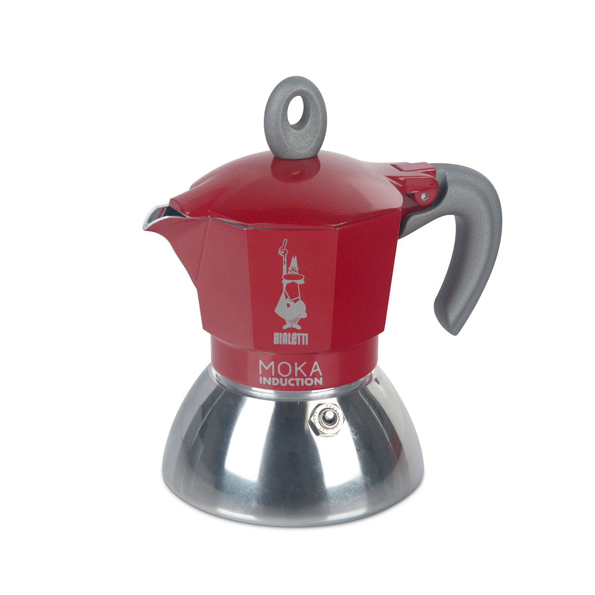意大利 BIALETTI 2杯裝 鋁質不銹鋼電磁爐摩卡壺-紅色 -0006942NP