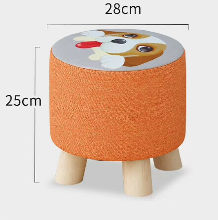 Small stool made of solid wood fabric [25-high round stool (pine) puppy]