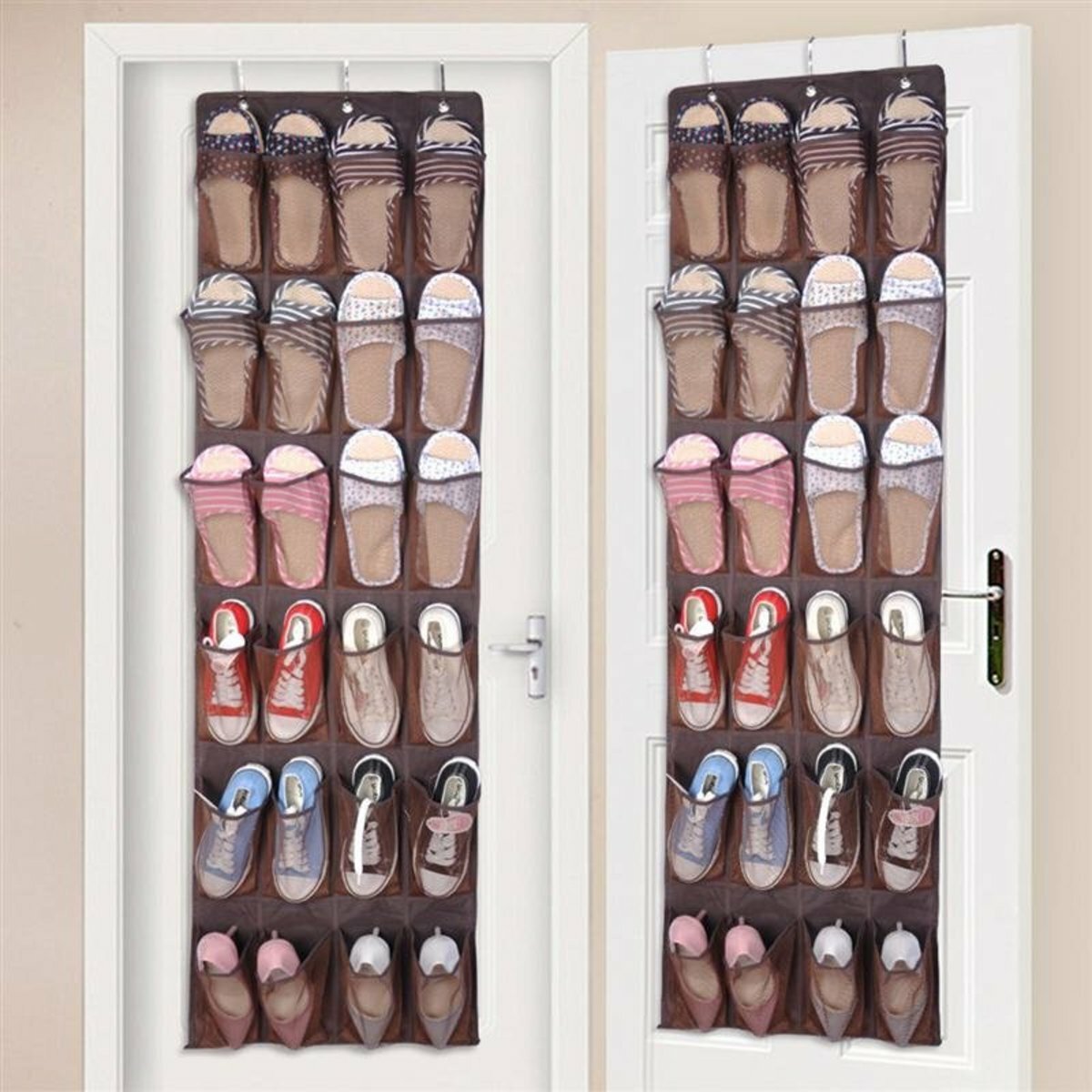 Indoor hanging door shoe bag shoe rack (black or brown) random hair color