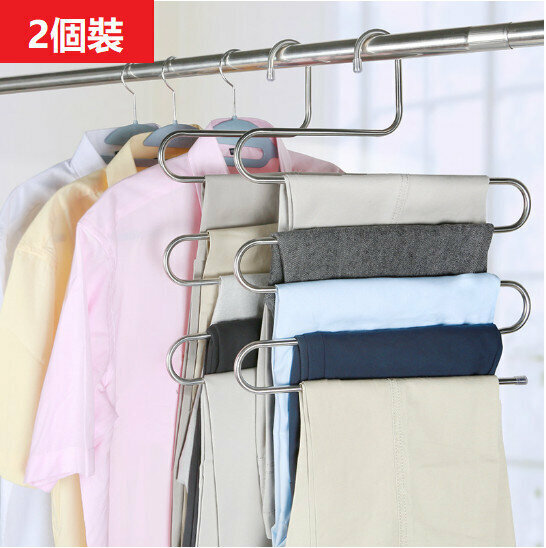 [entering two / stainless steel natural color] S-shaped steel hangers, trouser hangers, wardrobe storage racks, scarf racks 