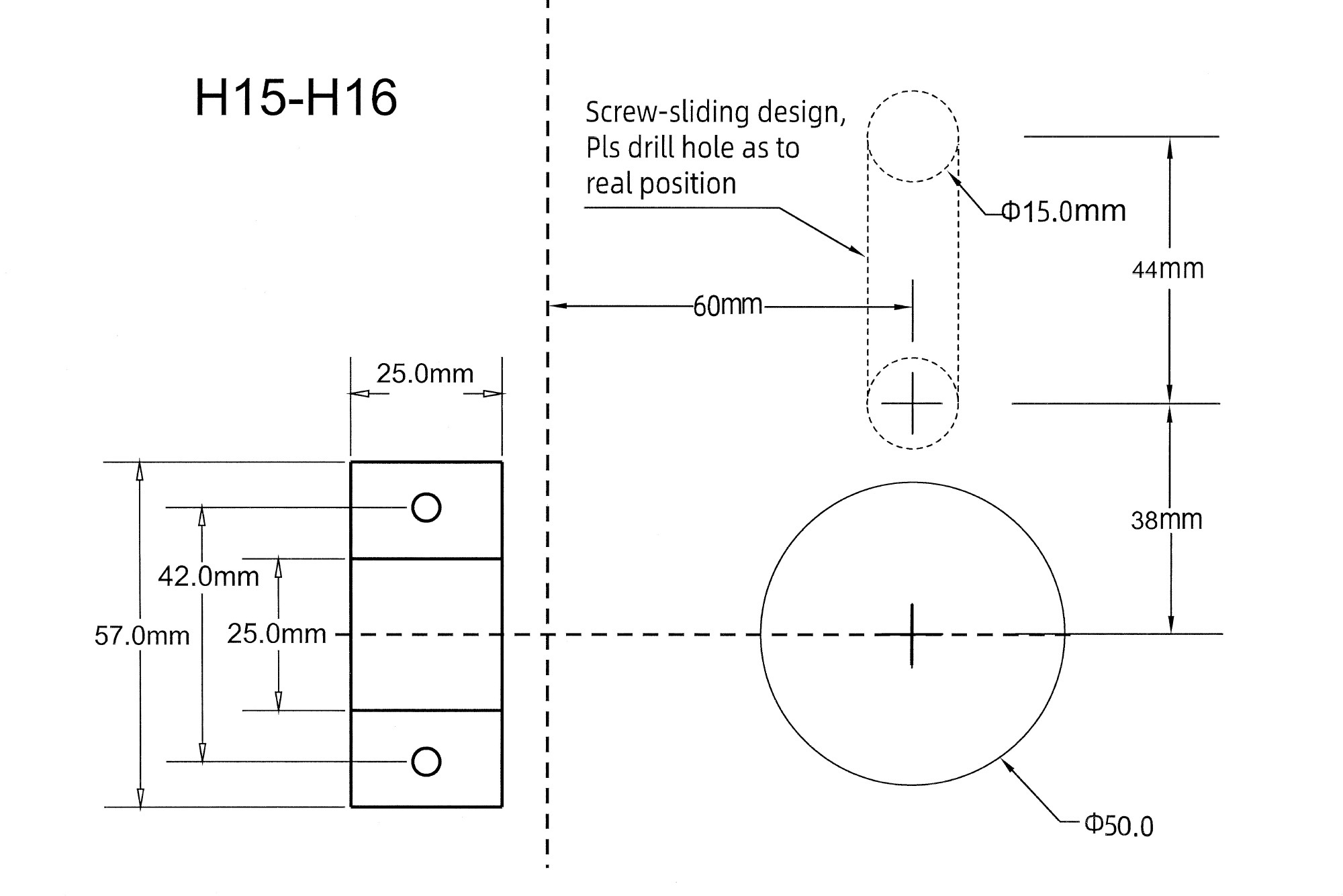 NV-H15B 電子房門鎖 指紋鎖 - 開孔尺寸圖