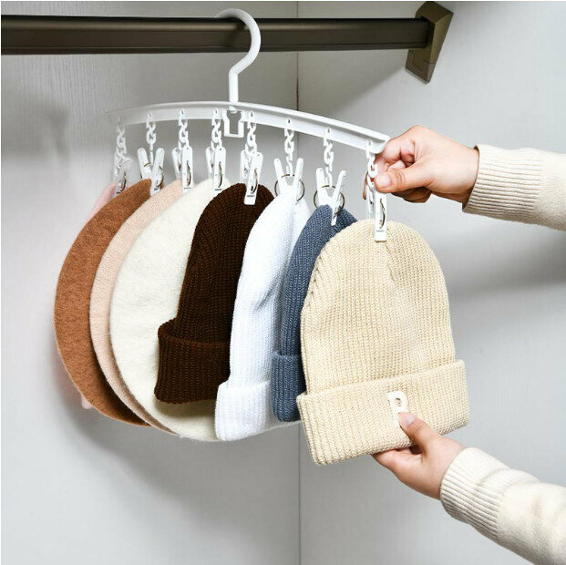 Slotted hat hanger Remove hat hanger Drying trouser rack Underwear drying rack Socks rack Socks drying hanger Multi-clip hanger [8 clips]