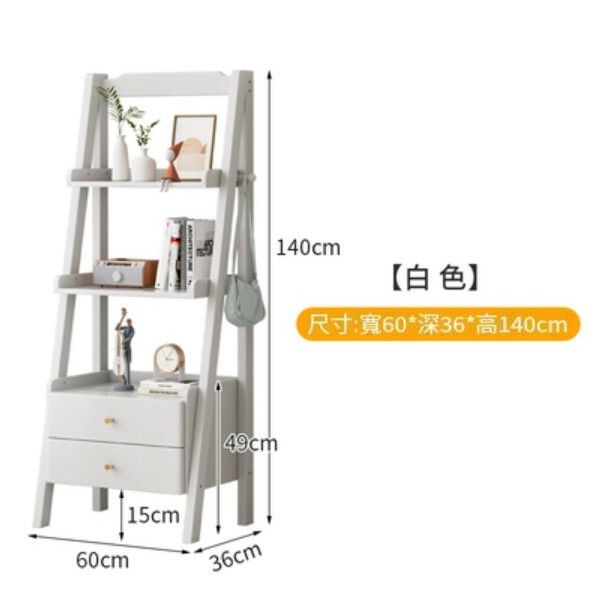 Hotly recommended Nordic solid wood furniture, bedside table, sofa side table, bookshelf (all white) 60x36x140cm