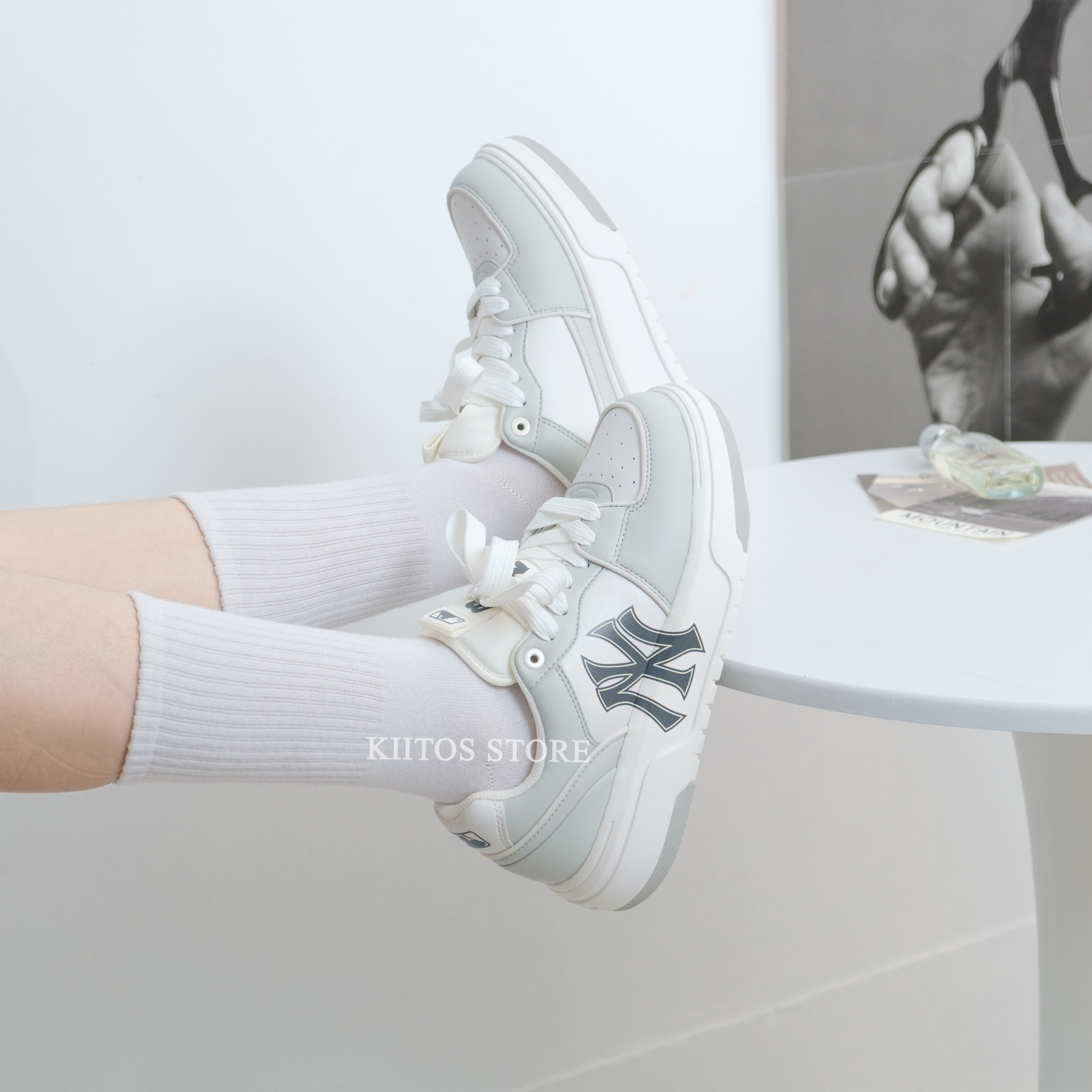 現貨 MLB Chunky Liner系列 NY 紐約洋基隊 反光 迪奧灰白 老爹鞋 學長鞋 情侶鞋 3ASXCA12N-50GRL