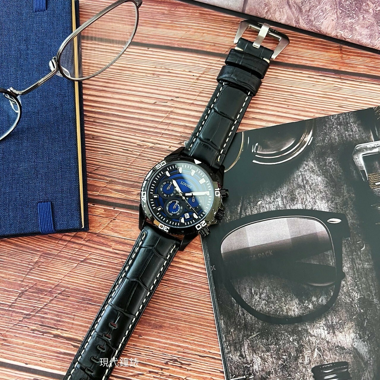 【LOVME】立體環狀三眼計時皮革腕錶 VL0131M-33-L21 43mm 現代鐘錶