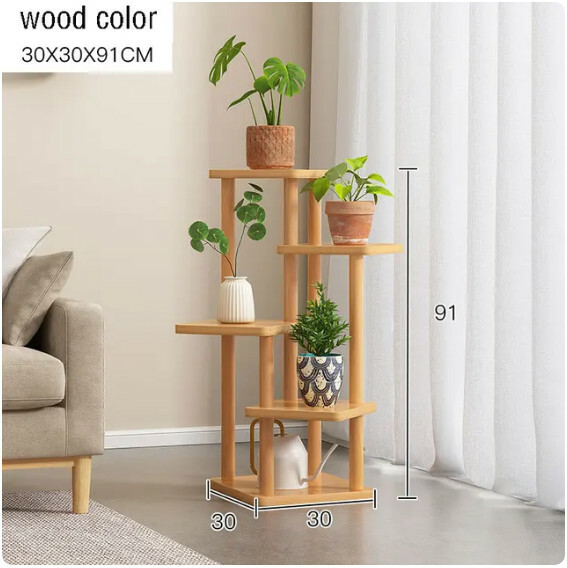 Hot push floor-standing plant flower rack, multi-layer storage rack, bedside rack, bathroom rack, bookshelf (30x30x91cm) solid wood color
