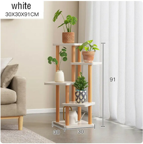Hot push floor-standing plant flower rack, multi-layer storage rack, bedside rack, bathroom rack, bookshelf (30x30x91cm) log + white