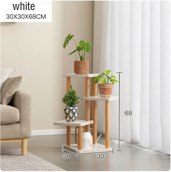 Hot push floor-standing plant flower rack, multi-layer storage rack, bedside rack, bathroom rack, bookshelf (30x30x68cm) log + white