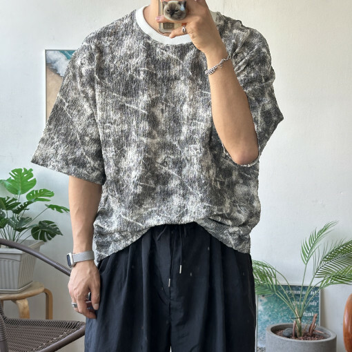 褶皺水洗寬版短袖T恤