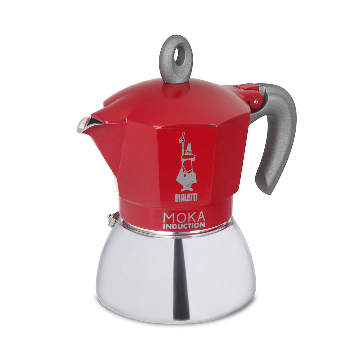 意大利 BIALETTI 4杯裝 鋁質不銹鋼電磁爐摩卡壺-紅色 -0006944NP