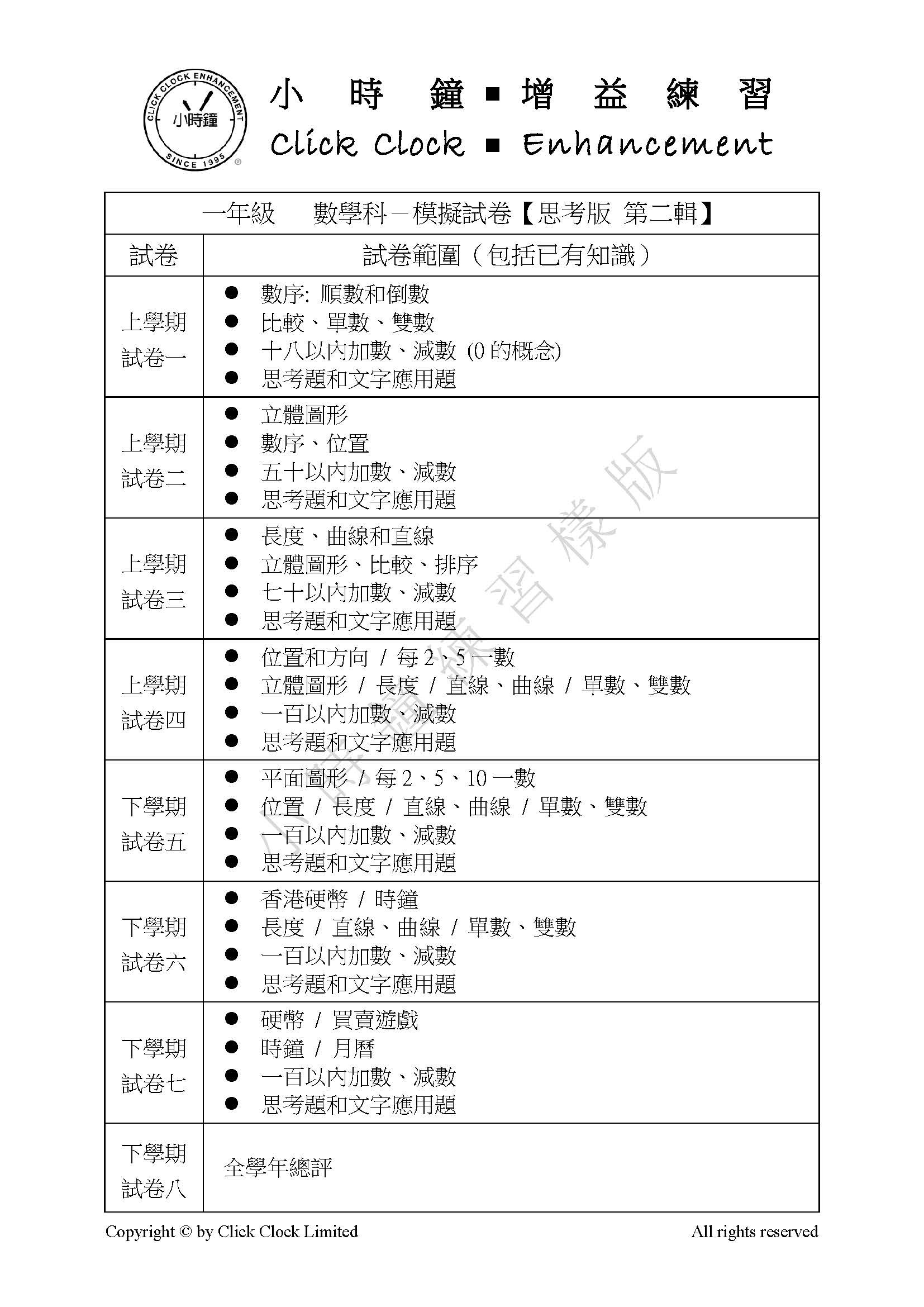 (PM C13)  P1 小學數學 模擬試卷 (思考版 第二輯) - 中文版本