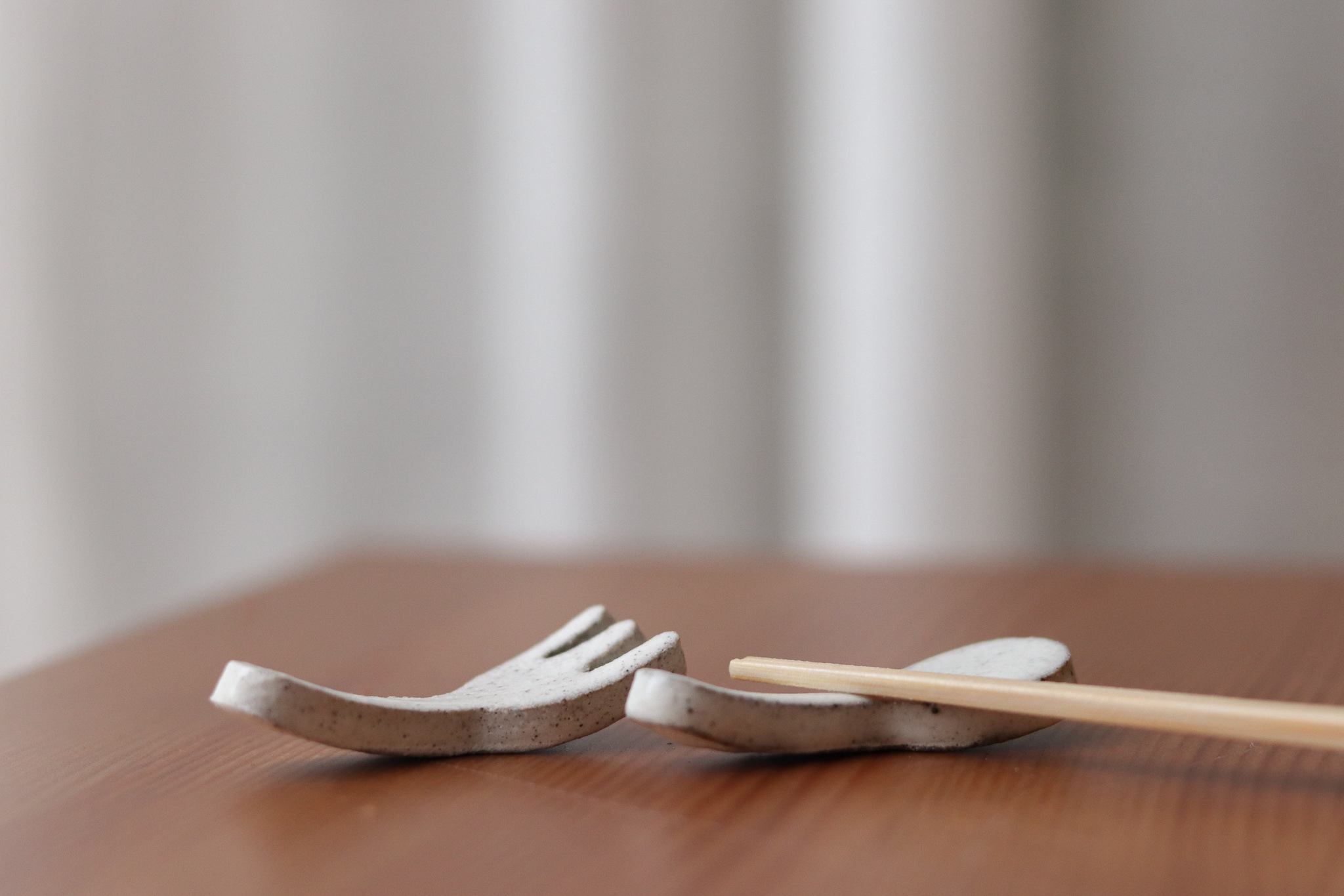 益子燒 篠崎英夫 粉引 叉子 湯匙造型 筷架