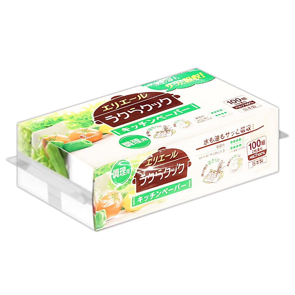 日本大王elleair 超厚吸油吸水廚房紙巾(100抽)